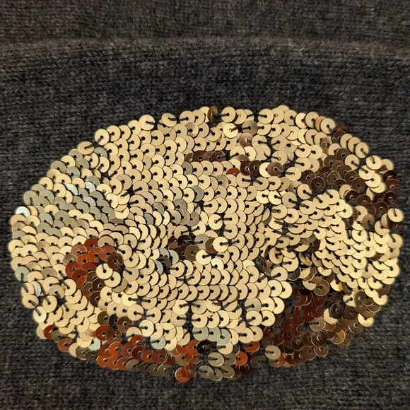 WYSE  LONDON Grey 30% Cashmere 70% Wool V Neck  Gold Sequined Sweater Size S/M - Picture 10 of 14